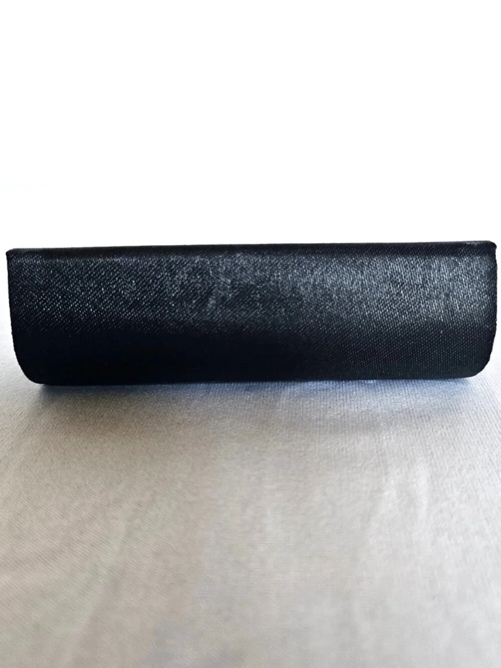 Vintage Black Satin Beaded Lipstick Case | Mirror Snap Closure